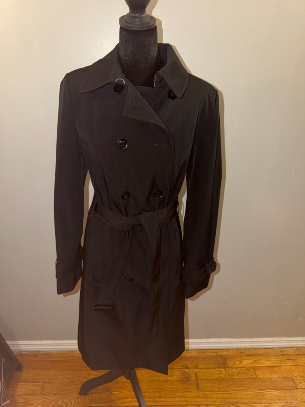 Calvin Klein Black Double-Breasted Trench Coat